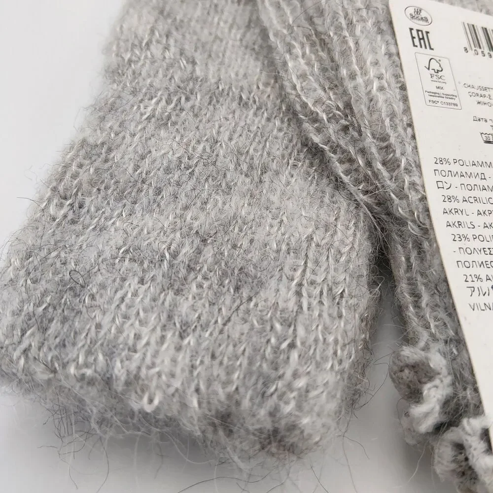 Calzedonia Women ALPACA WOOL blend  Soft leg warmers GREY/GRIGIO PERLA-ONE SIZE